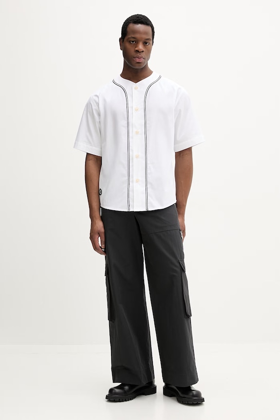 Kenzo cămașă pentru bărbați din bumbac FG55CH1339LH alb SS26