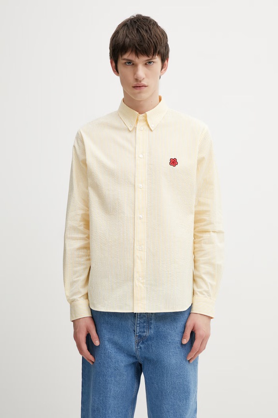 Kenzo koszula bawełniana regular żółty FG55CH4109KB