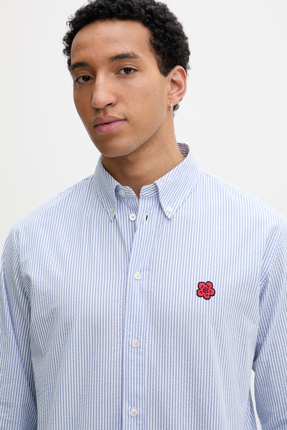 Kenzo camicia in cotone blu FG55CH4109KB