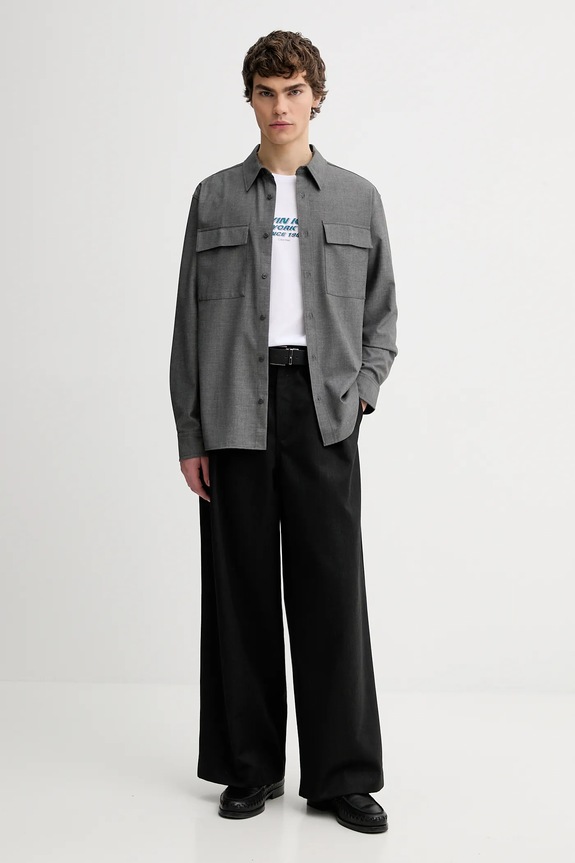 Calvin Klein koszula LV04LE114G szary SS26
