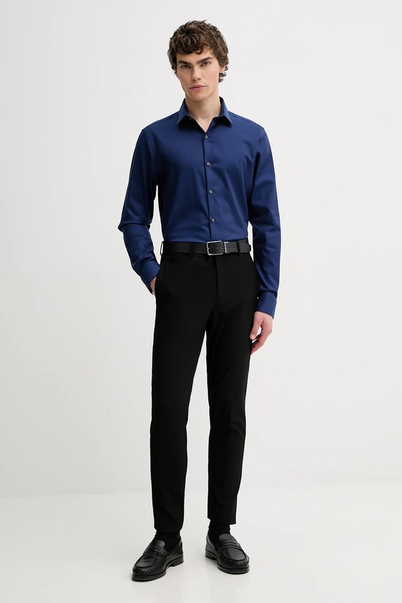 Calvin Klein košeľa pánska bavlnená s elastanom LV019EU090 modrá SS26