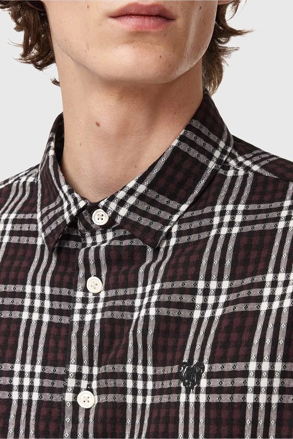 Βαμβακερό πουκάμισο AllSaints καφέ M069SD