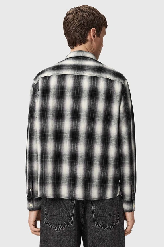 Pamučna košulja AllSaints M070SD crna SS26