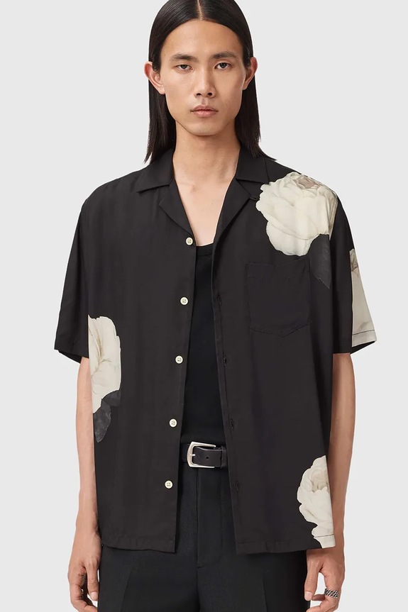 Košeľa AllSaints regular čierna M082SD