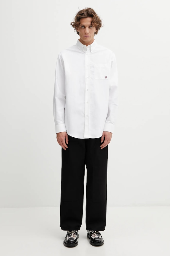 Βαμβακερό πουκάμισο Drôle de Monsieur La Chemise Oxford H.SH240.CO225.WT λευκό