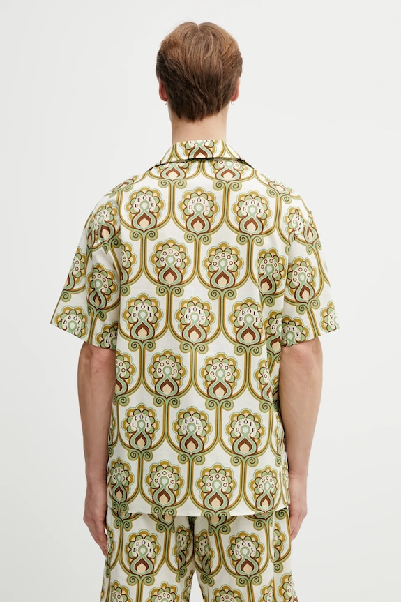 Îmbrăcăminte Drôle de Monsieur cămașă cu in Chemise Lin Tapisserie Florale J.SH228.LI012.GN verde