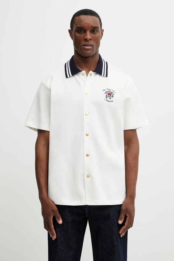 Odzież Drôle de Monsieur koszula bawełniana Chemise Piquée Slogan Rose J.SH247.CO264.OW beżowy