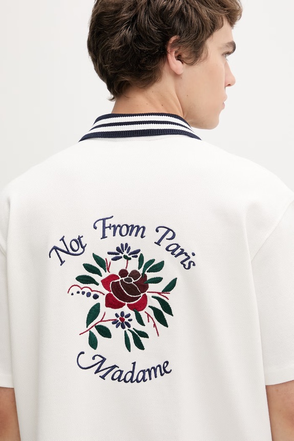 Drôle de Monsieur moška bombažna srajca Chemise Piquée Slogan Rose J.SH247.CO264.OW bež