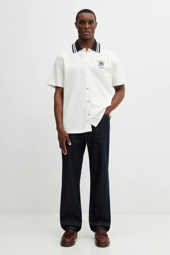 Drôle de Monsieur koszula bawełniana Chemise Piquée Slogan Rose J.SH247.CO264.OW beżowy