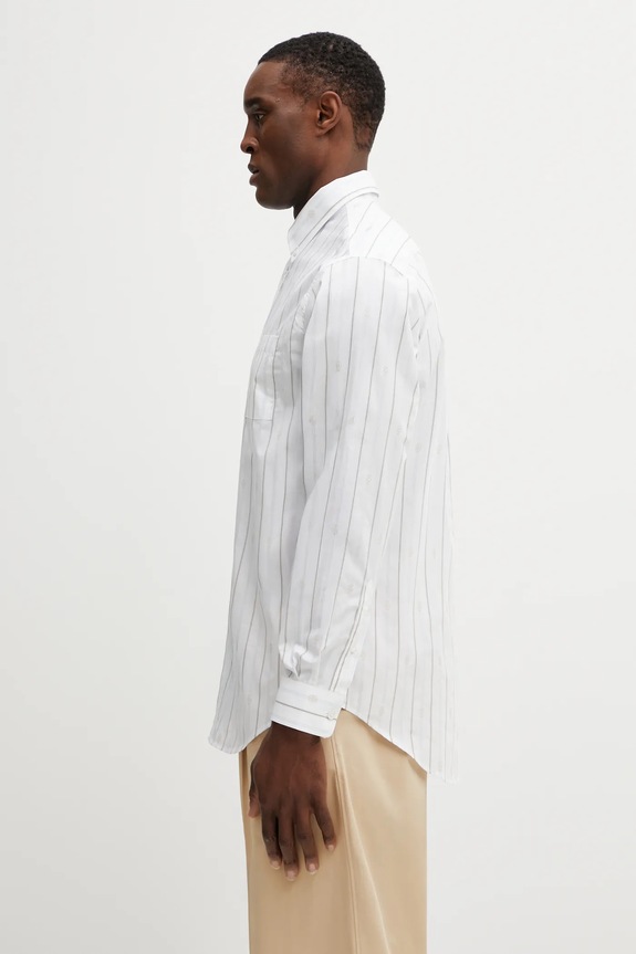 Drôle de Monsieur koszula bawełniana Chemise Rayée Monogramme J.SH240.CO185.OW biały SS26