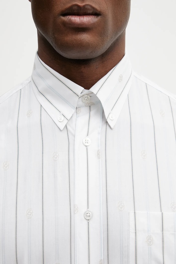 Drôle de Monsieur koszula bawełniana Chemise Rayée Monogramme biały J.SH240.CO185.OW