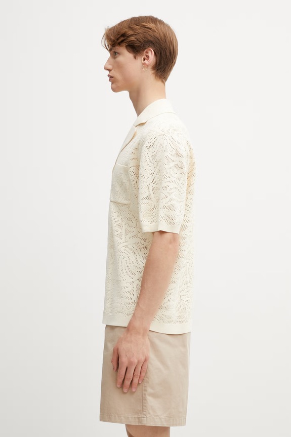 Drôle de Monsieur pánská bavlněná košile Maille Dentelle K.CA174.CO293.OW béžová SS26