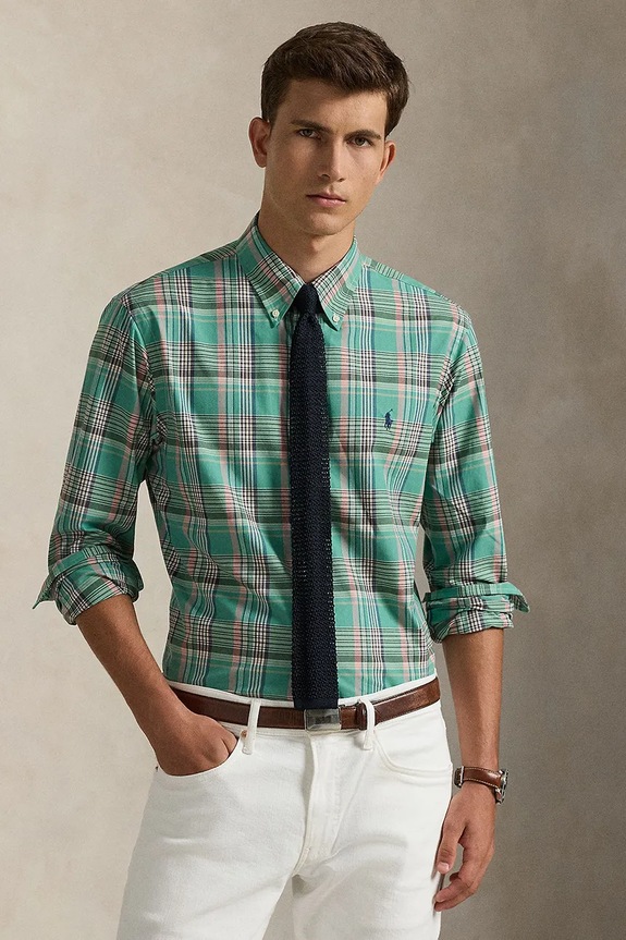 Polo Ralph Lauren cotton shirt button-down turquoise 710P06020