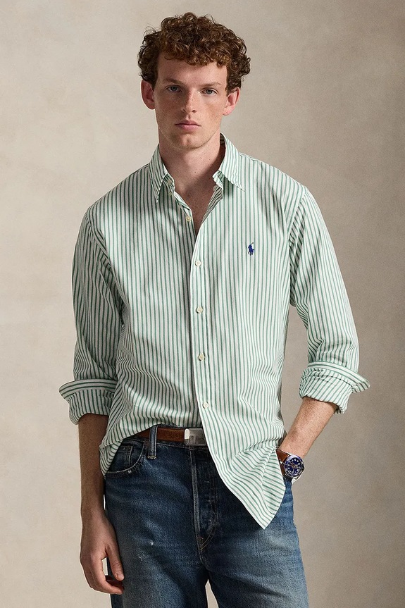 Polo Ralph Lauren koszula bawełniana wzorzyste zielony 710P07019