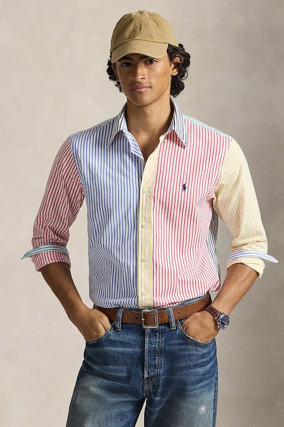 Хлопковая рубашка Polo Ralph Lauren узор мультиколор 710P07020