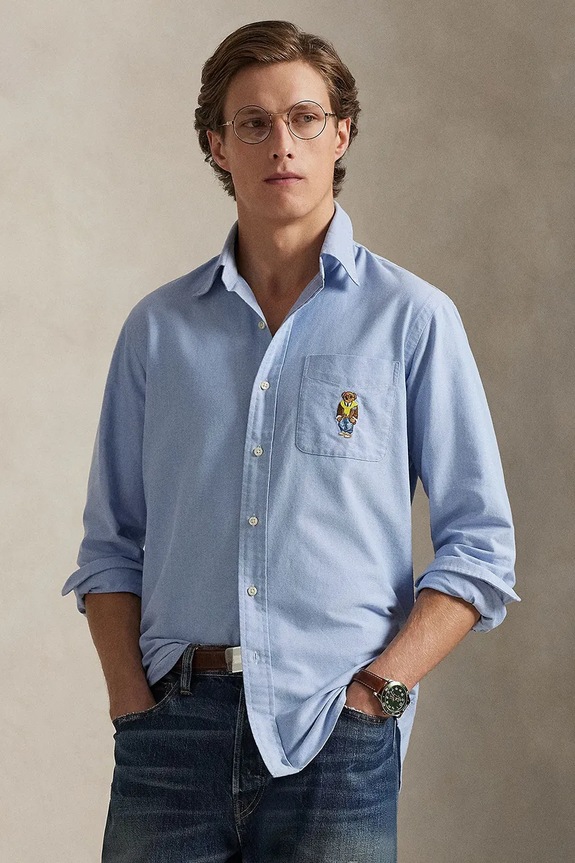 Bavlnená košeľa Polo Ralph Lauren regular modrá 710P07187