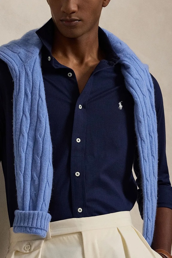 Polo Ralph Lauren camicia in cotone blu navy 710P03960
