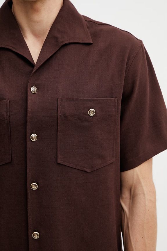 Drôle de Monsieur férfi viszkóz ing Chemise a Poches Viscose barna K.SH254.VI029.BN