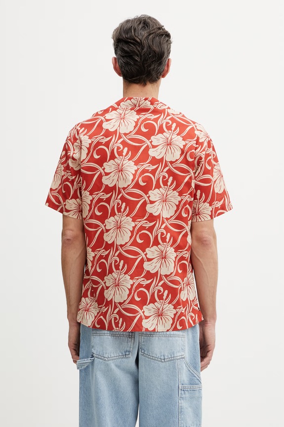 Clothing Drôle de Monsieur Hibiscus Monoramme shirt cotton Men's K.SH228.CO288.RD orange