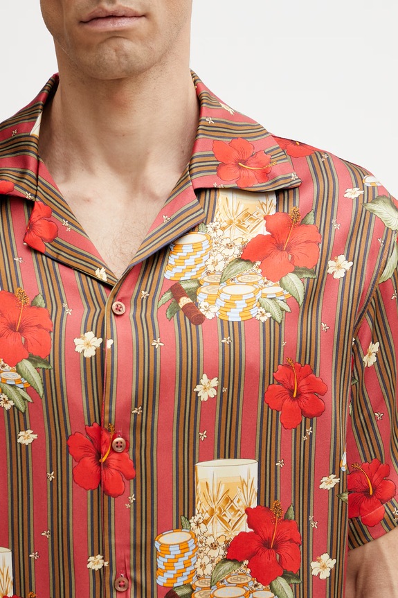 Drôle de Monsieur srajca moška viskozna Hibiscus Club rdeča K.SH230.VI031.PK