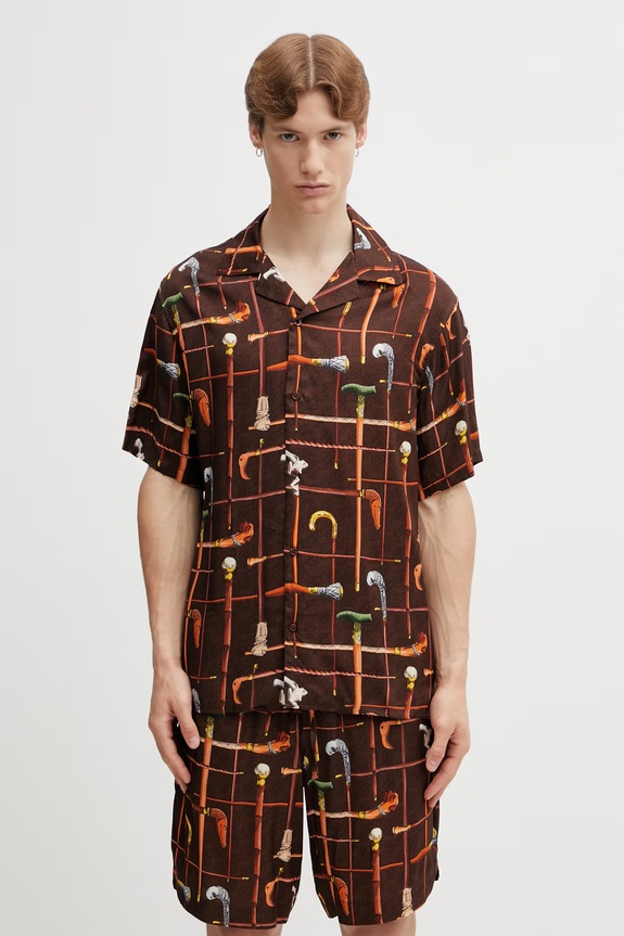 Drôle de Monsieur férfi viszkóz ing Cannes barna K.SH230.VI033.BN