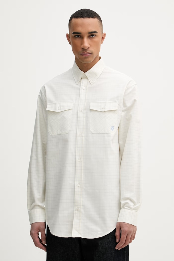 Drôle de Monsieur košeľa pánska bavlnená Chemise a Carreaux béžová K.SH252.CO272.LBE