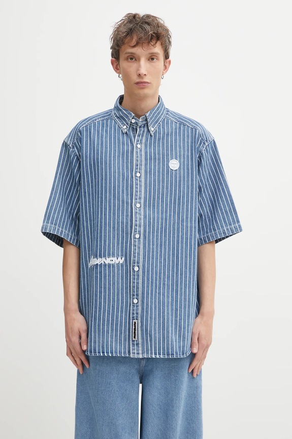 AAPE cămașă jeans Now casual albastru AAPSRM8515XAO