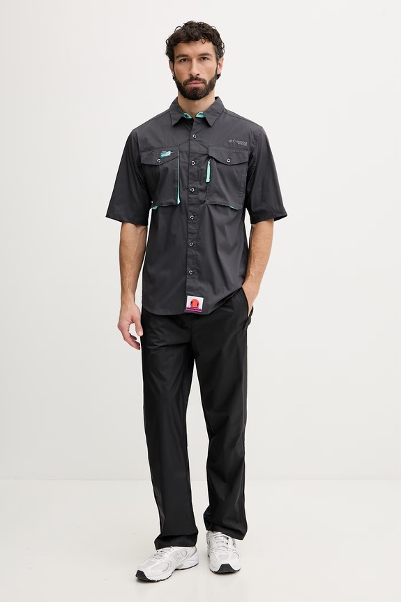 Columbia πουκάμισο ανδρικό με βαμβάκι Bonefish 2156831 μαύρο SS26