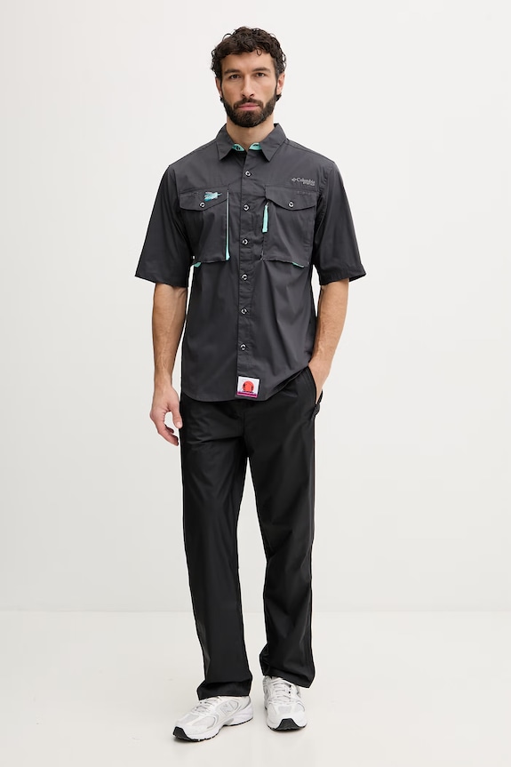 Columbia πουκάμισο ανδρικό με βαμβάκι Bonefish 2156831 μαύρο SS26