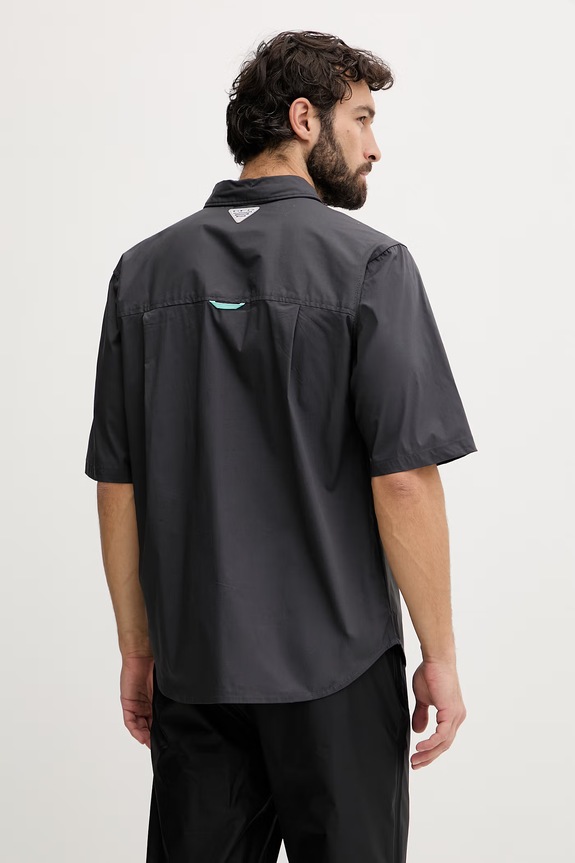 Ρούχα Columbia πουκάμισο ανδρικό με βαμβάκι Bonefish 2156831 μαύρο