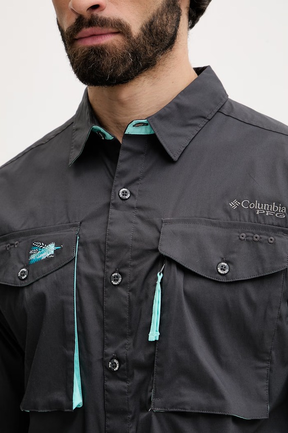 Columbia πουκάμισο ανδρικό με βαμβάκι Bonefish 2156831 μαύρο