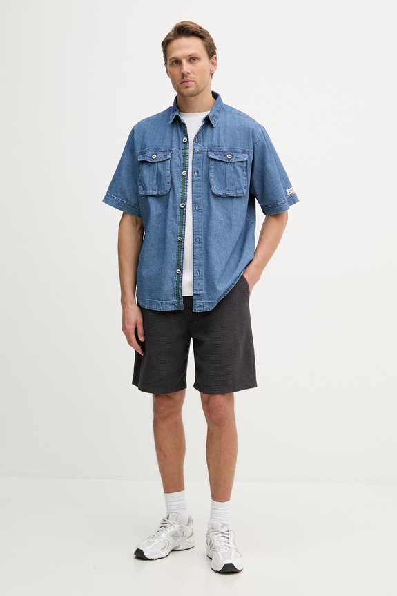 Pánska košeľa s bavlnou Columbia Acker Rock 2157021 modrá SS26