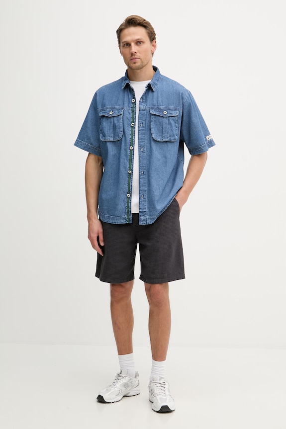 Pánska košeľa s bavlnou Columbia Acker Rock 2157021 modrá SS26