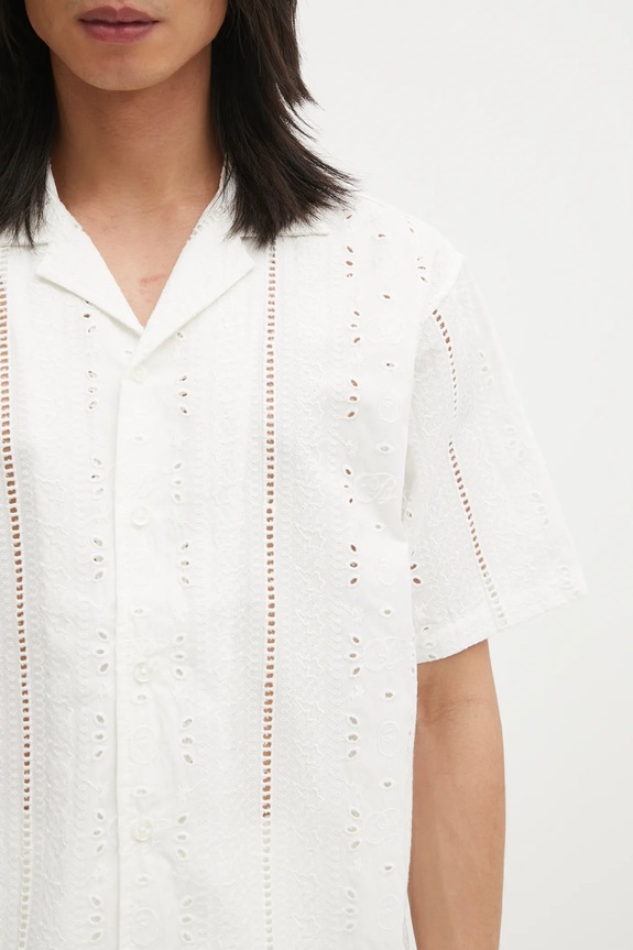 A Bathing Ape cotton shirt Embroidery Open Collar white 1L30132305