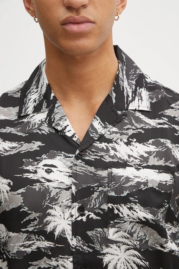 Košeľa A Bathing Ape Palm Tree Camo Open Collar čierna 1L30132306