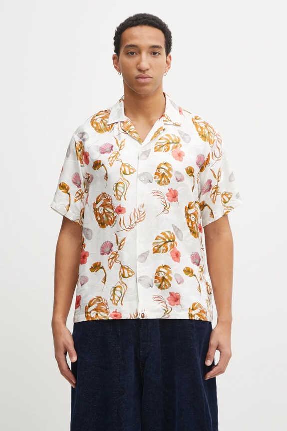 A Bathing Ape shirt with silk Vacation Pattern Open Collar relaxed white 1L30132308