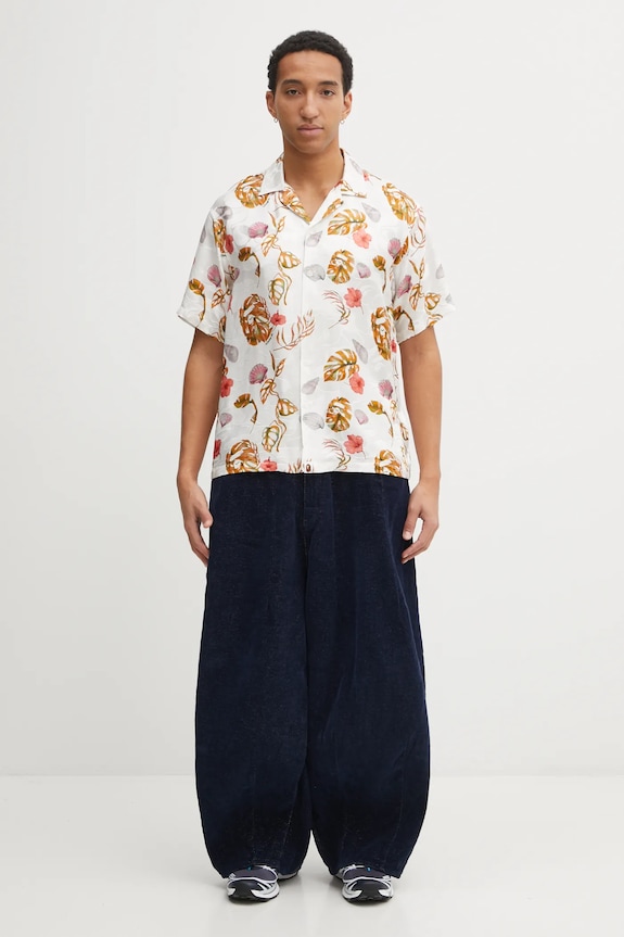 A Bathing Ape shirt with silk Vacation Pattern Open Collar 1L30132308 white