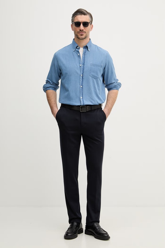 Bavlnená košeľa Paul&Shark 99313030 modrá SS26