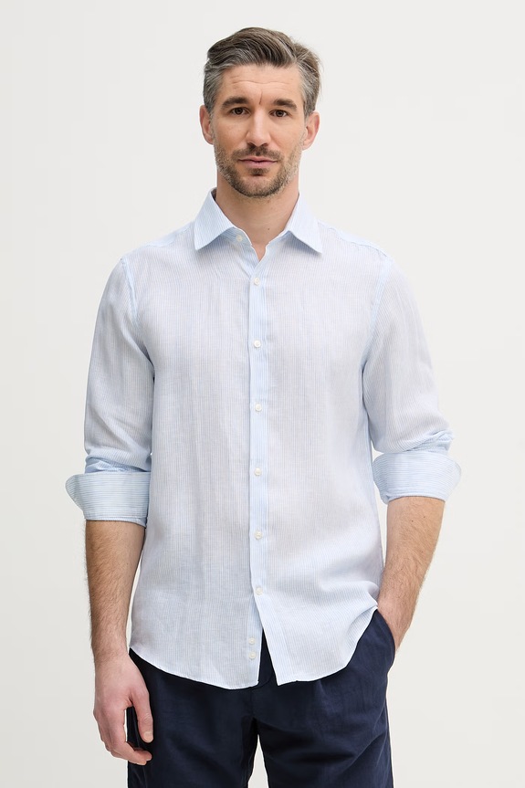 Paul&Shark camicia di lino a strisce blu 26413158CF