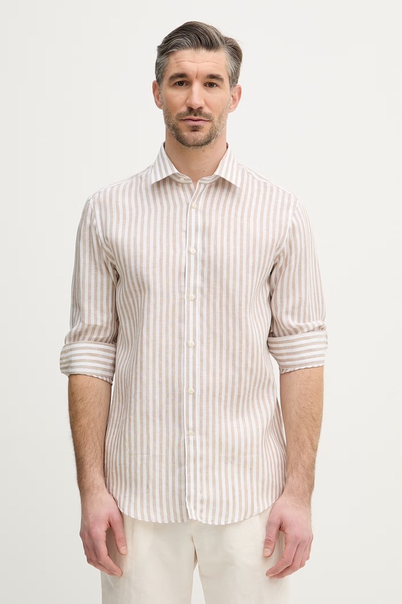 Paul&Shark camicia di lino a strisce beige 26413162CF