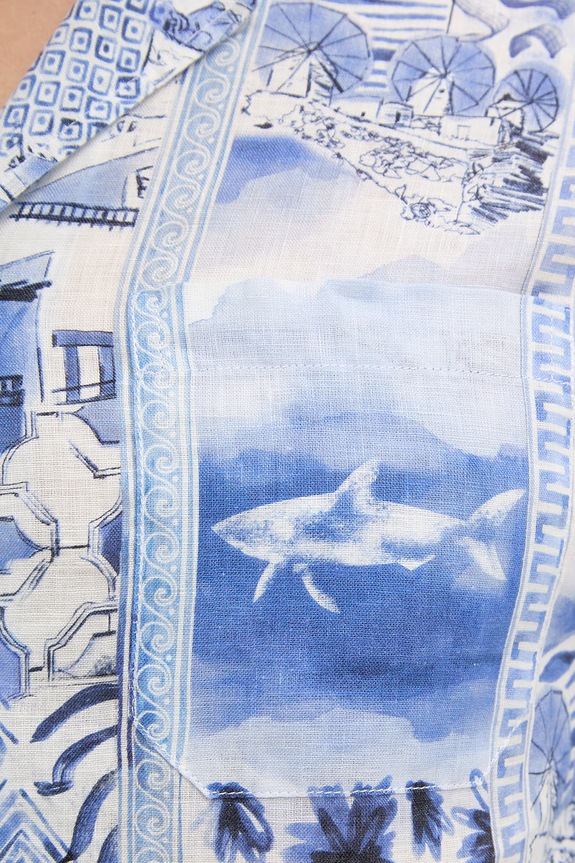 Paul&Shark camicia di lino 26413189 blu