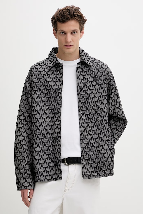 Βαμβακερό πουκάμισο adidas Originals casual μαύρο KC6379