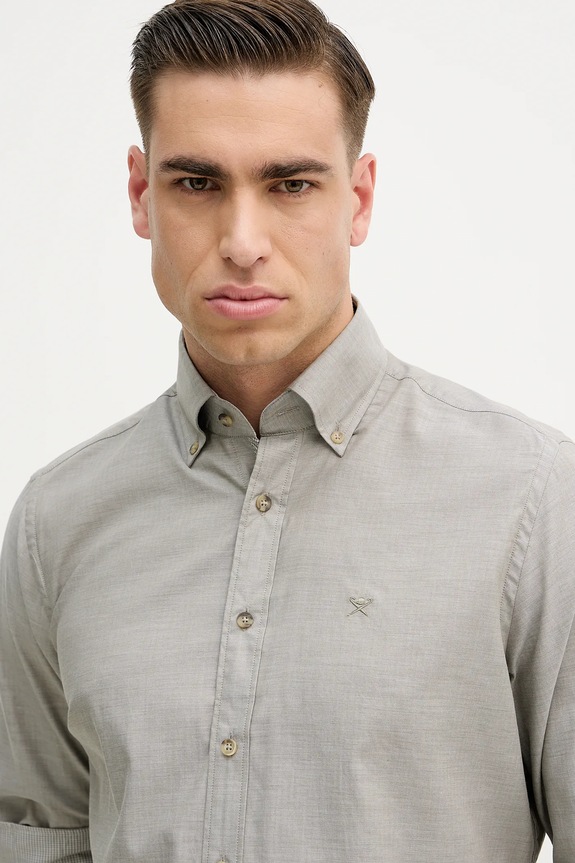 Hackett London cămașă din bumbac verde HM3010548