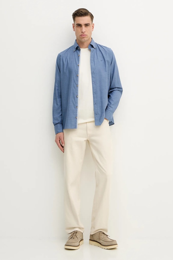 Bavlnená košeľa Hackett London HM3010548 modrá SS26