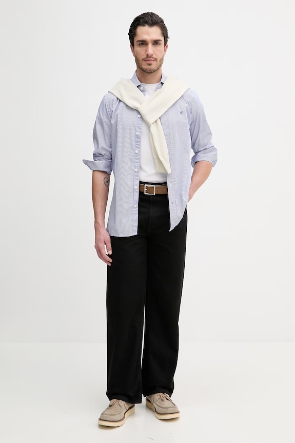 Hackett London cămașă din bumbac HM3010537 albastru SS26