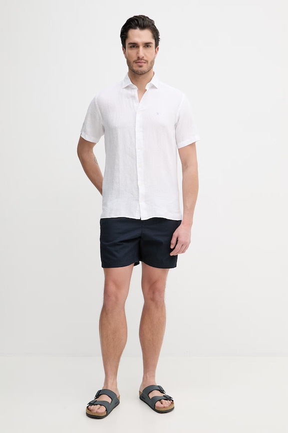 Hackett London cămașă de in HM3010633 alb SS26