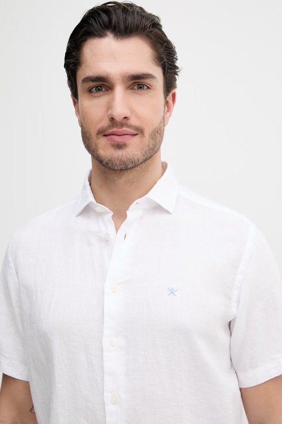 Hackett London cămașă de in alb HM3010633