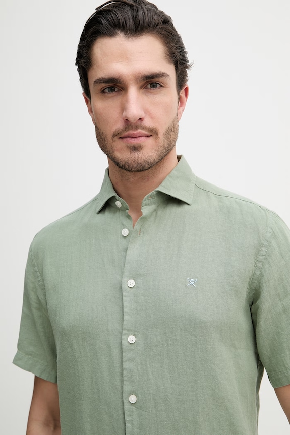 Hackett London cămașă de in verde HM3010633