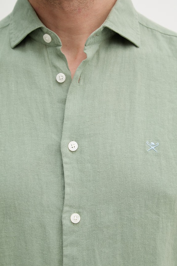 Hackett London cămașă de in HM3010633 verde
