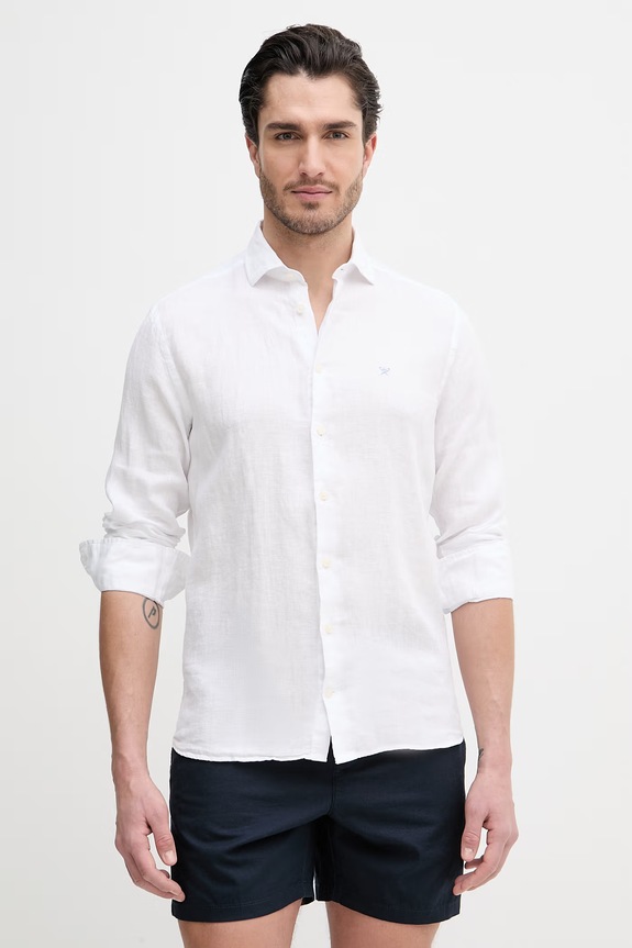 Льняная рубашка Hackett London casual белый HM3010636